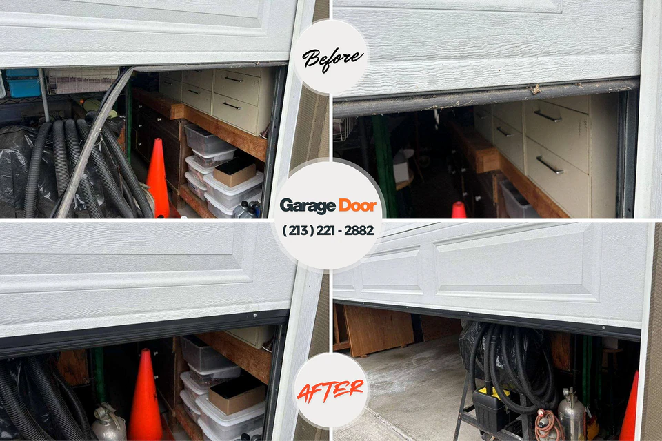 Before and after: garage door installation Los Altos, TX